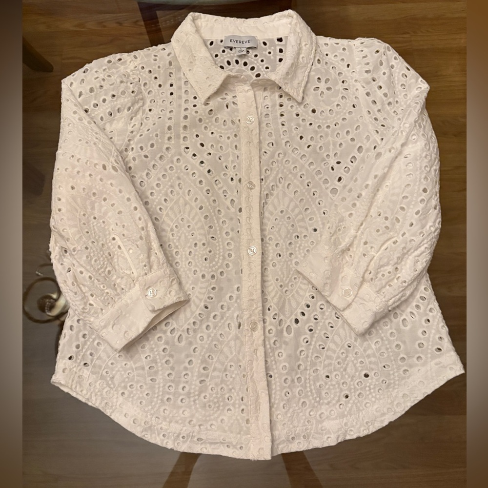 Evereve White Eyelet Button Down Shirt
